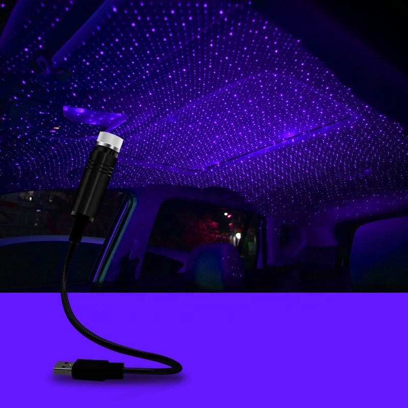 Lonvel Blue Purple Car Atmosphere light 100mw Ambient Led Interior Light Projector Usb Car Star Roof Lights Kit