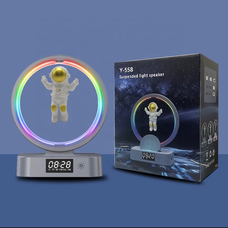 Lonvel Astronaut Remote Control USB Romantic Atmosphere Decoration RGB BT Wireless Speaker With Table Lamp Clock Function