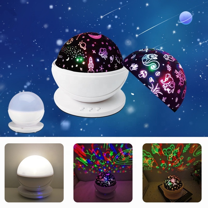 Lonvel 360 Rotation LED Star Projector Lighting Moon Starry Sky Children Baby Night Sleep Light Battery operated or USB Project