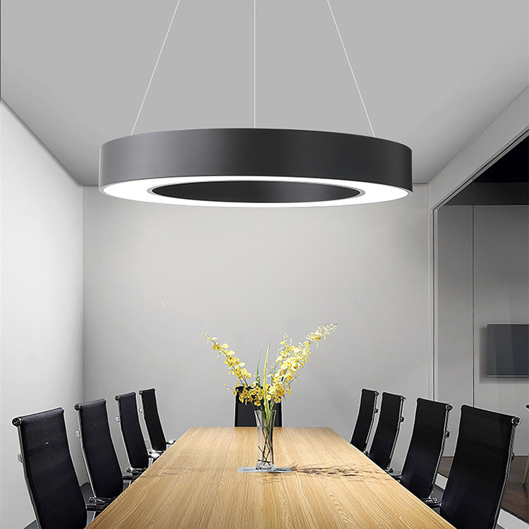 LED hollow round office chandelier, gym supermarket circular art  modern simple shop modeling pendant light