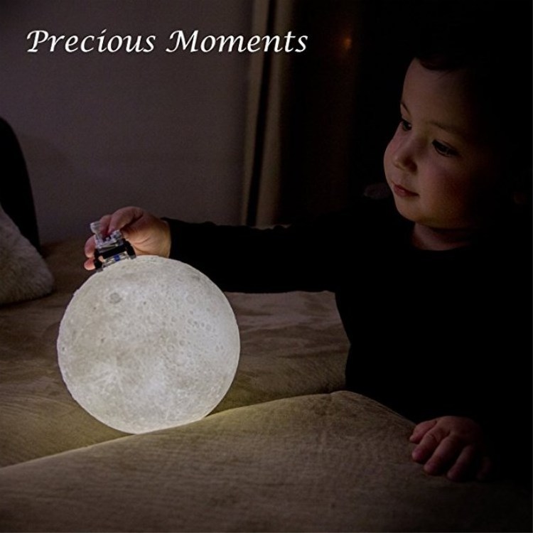 Wooden Bedside Table Lamp Bedroom Led Sensor Light Romantic Gift Table Lamp Design Moon Led 3d Lights for Baby Bed Room