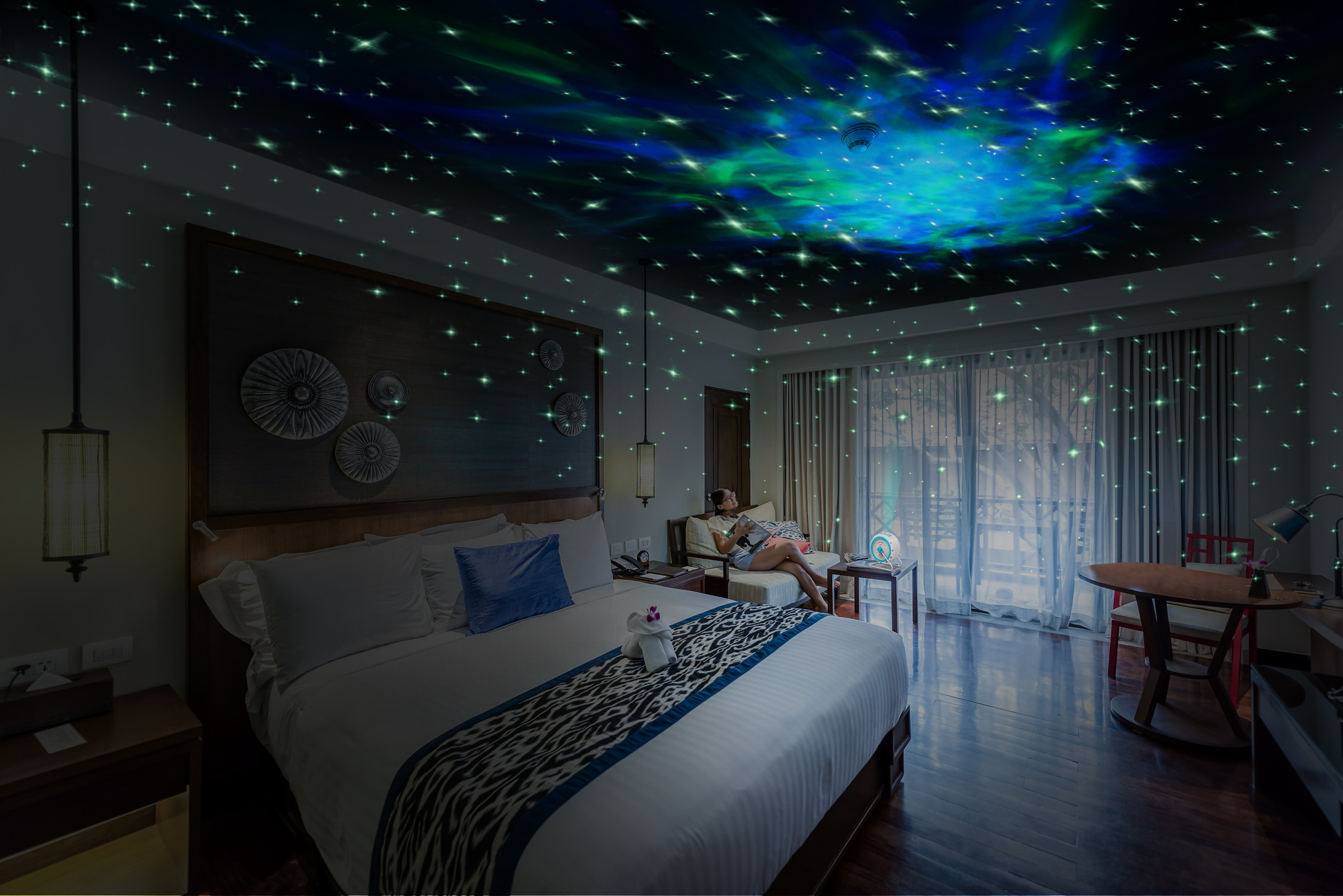 Star Projector LED Nebula Cloud Ambiance Night Light for Baby Kids Bedroom/Game Rooms with Bluetooth Speaker