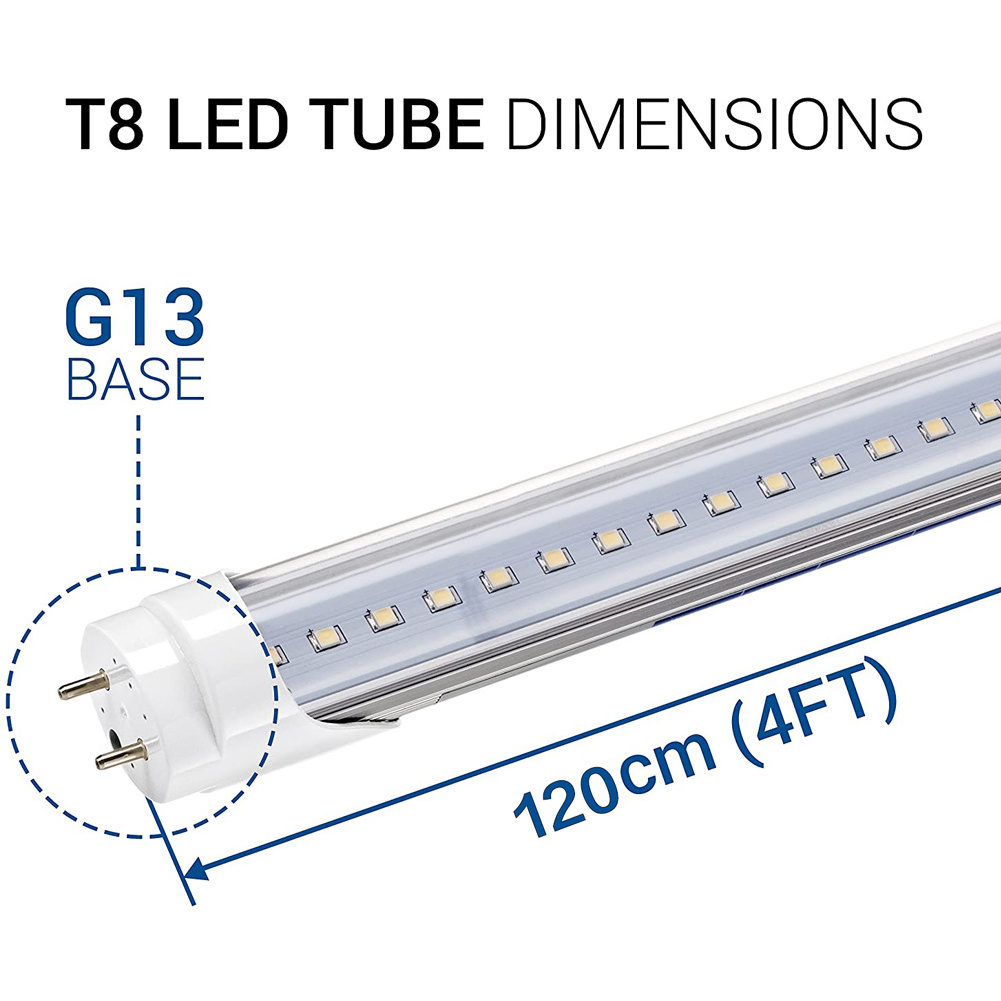 OEM ODM ETL CE ROHS Aluminum PC 1FT 2FT 3FT 4FT 5FT 8FT Fluorescent T8 LED Tube 4ft 1200mm 18w T8 Glass Led Tube Light