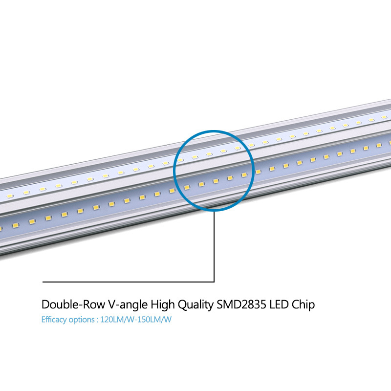 V Shape Dual Aluminum PC 30W 36W 1200MM Shop Double Casing Row Batten Light Fitting 8 feet T5 Led Tube Light Fixture