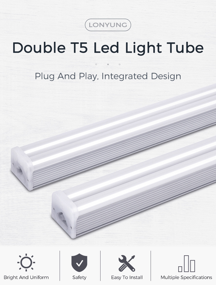 4ft 8ft 40w 60w 120lm/w 6500k LED Batten Fitting 5ft 6ft Indoor double T5 tube integrated Linear Lighting