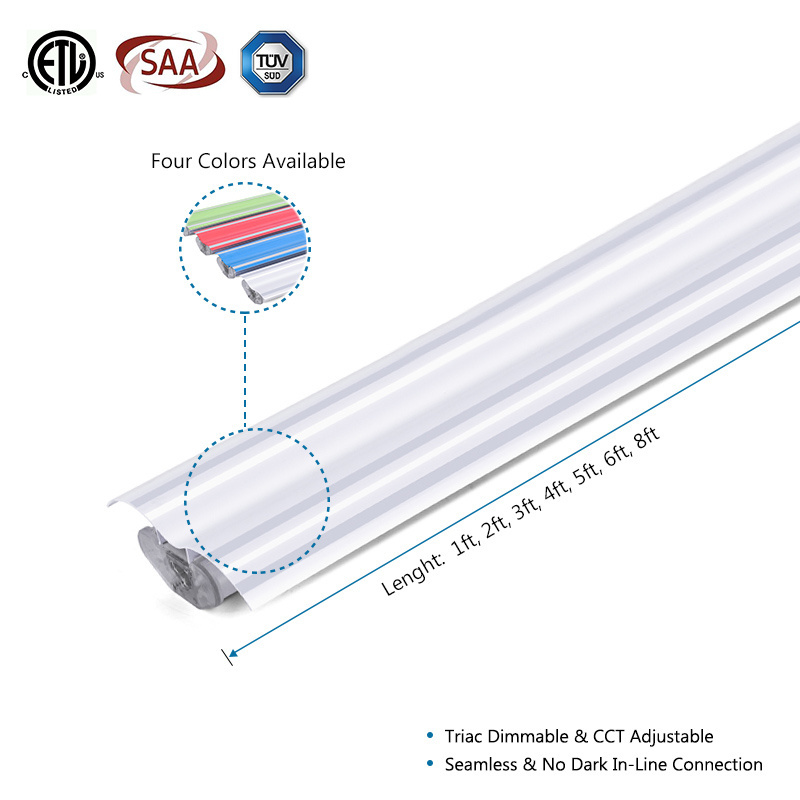 2Ft 4Ft 1.2M 12W Ceiling Surface Mounted CCT Adjustable Dimmable Decoration Linkable Led Batten Tube Light For Office Corridor