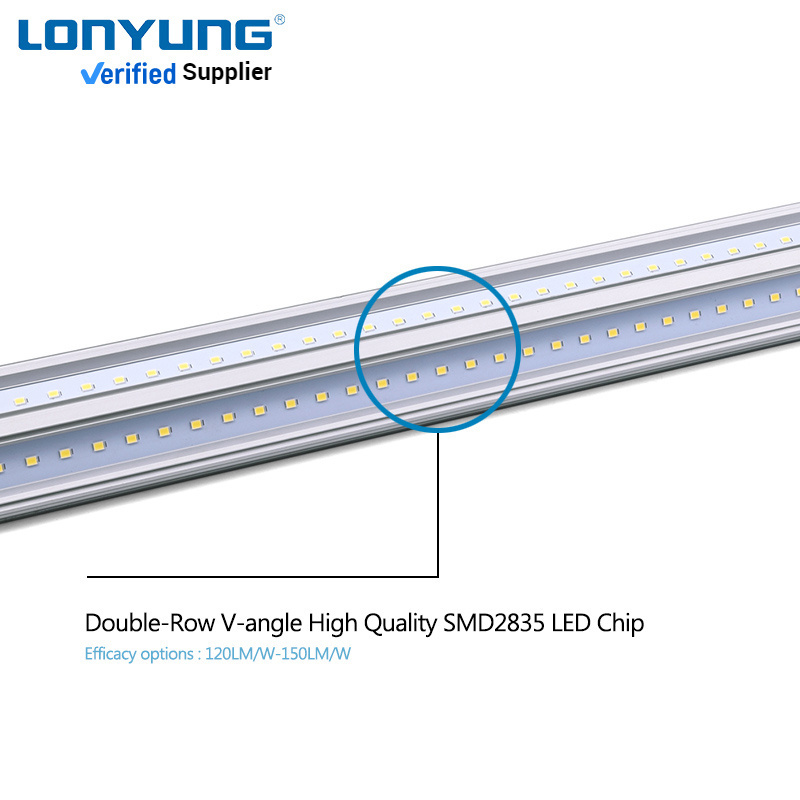 High lumen industrial indoor  aluminum 4ft 8ft 4 foot 8 foot 20w 40w 4500k Integrated t5 led tube batten light fixture