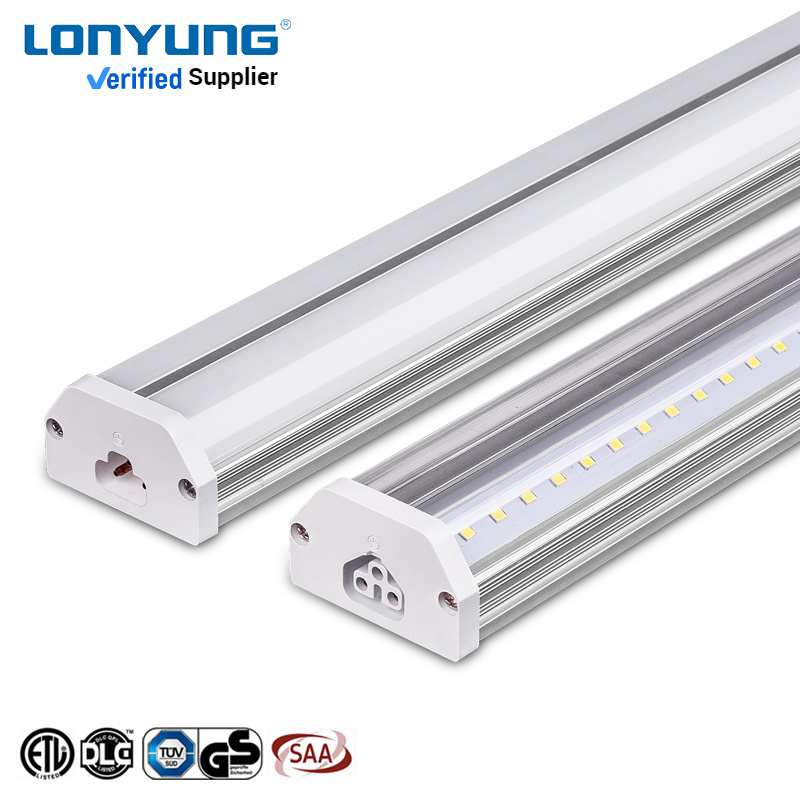 High lumen industrial indoor  aluminum 4ft 8ft 4 foot 8 foot 20w 40w 4500k Integrated t5 led tube batten light fixture