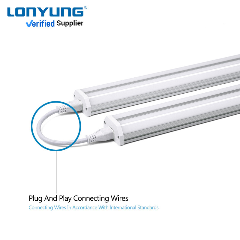 High lumen industrial indoor  aluminum 4ft 8ft 4 foot 8 foot 20w 40w 4500k Integrated t5 led tube batten light fixture