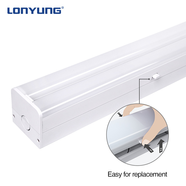 Lonyung 4ft 48w 60w  ETL CE aluminum indoor warehouse led batten linear shop lighting fixture