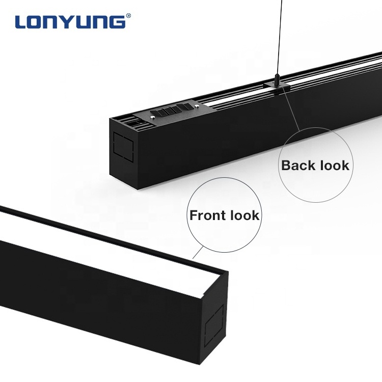 High quality black white modern indoor 30w profile 4ft linkable aluminium led pendant linear light system lighting