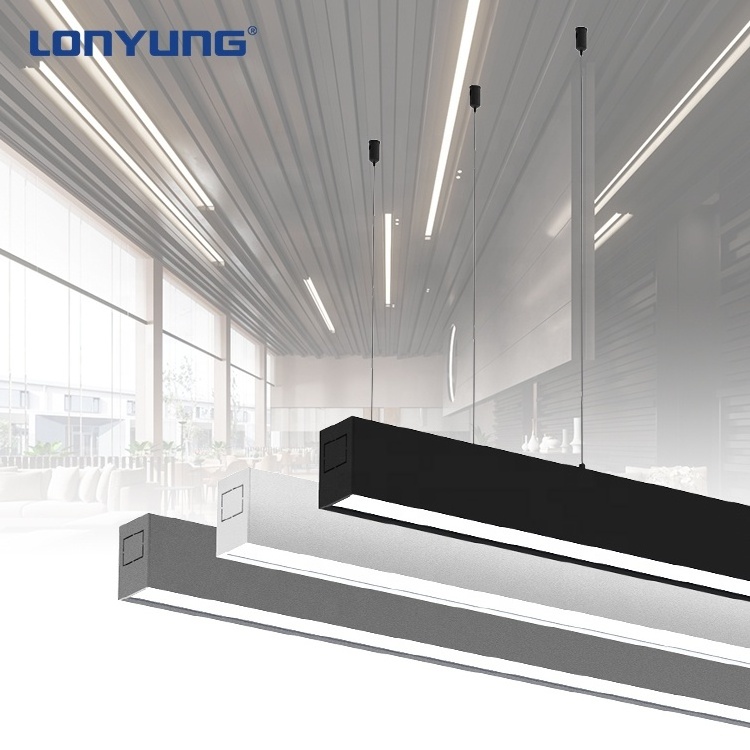 High quality black white modern indoor 30w profile 4ft linkable aluminium led pendant linear light system lighting