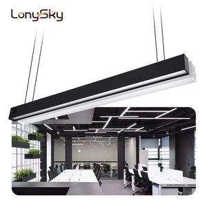 Commercial lighting white black 4ft 8ft suspended shop supermarket hotel linear light