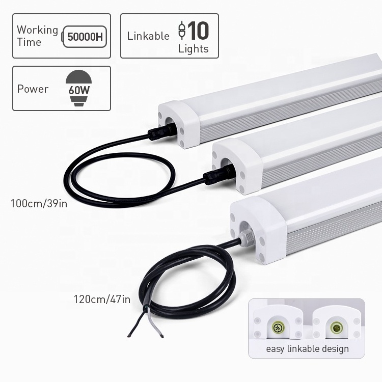 Straight Connection Aluminum Frosted Linkable 3ft 4ft 6ft 8ft Led tri proof Light