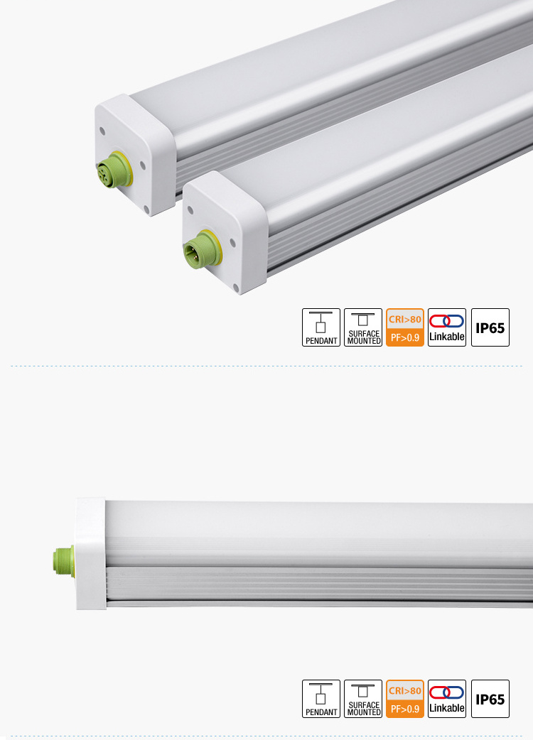 Factory Direct IP65 Water-proof Light Fixture surface mounted led tri proof light with aluminum cover