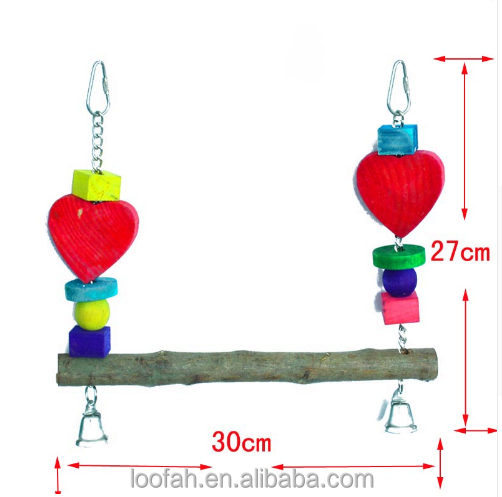 Wooden Pet Bird Stand Toys Colorful Arch Bridge Swing Chew Toys With Bells for Parrot Parakeet Cockatiel Pets Birds Accessories