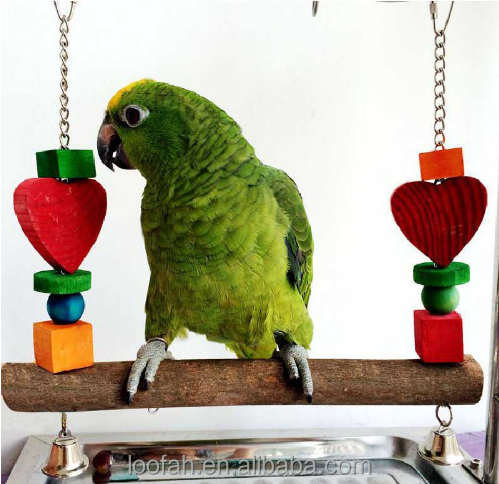 Wooden Pet Bird Stand Toys Colorful Arch Bridge Swing Chew Toys With Bells for Parrot Parakeet Cockatiel Pets Birds Accessories