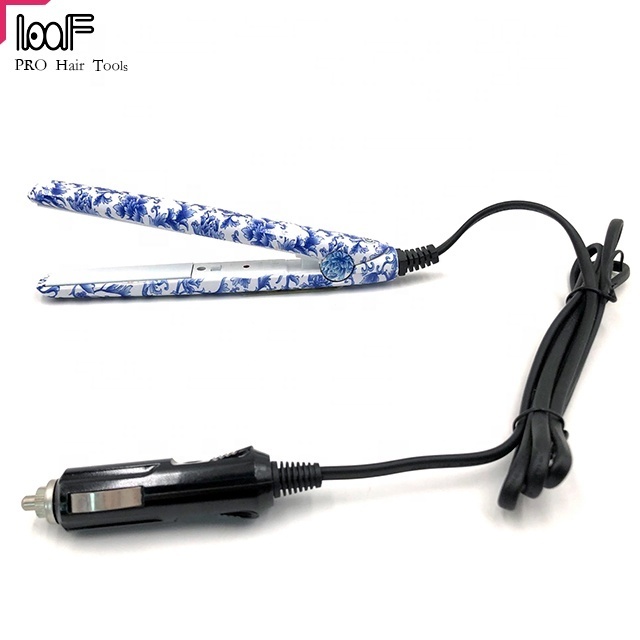 ceramic tourmaline ionic flat iron hair straightener MINI iron Car Plug 12v lady  hair straightener