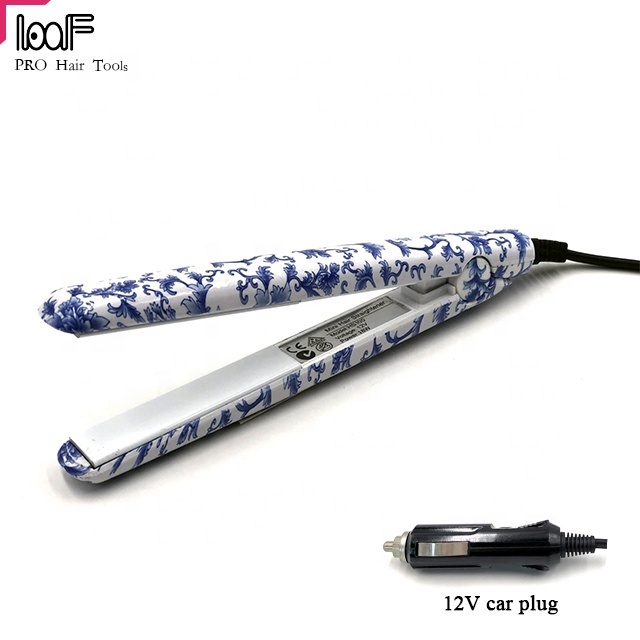 ceramic tourmaline ionic flat iron hair straightener MINI iron Car Plug 12v lady  hair straightener