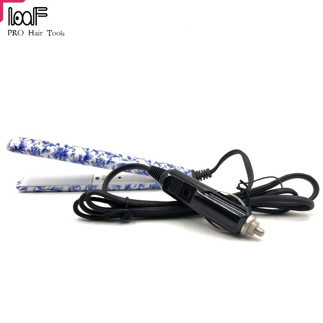 ceramic tourmaline ionic flat iron hair straightener MINI iron Car Plug 12v lady  hair straightener