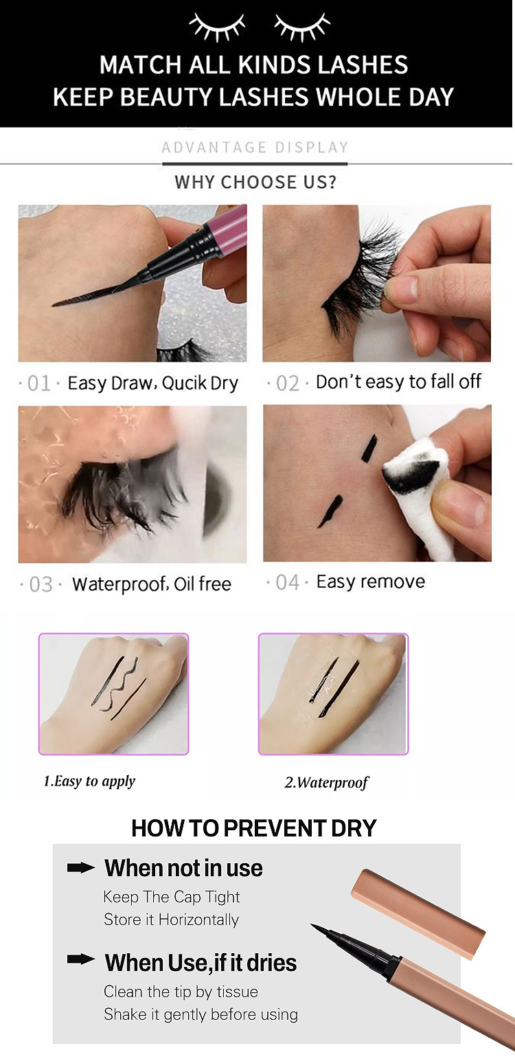 2022 NEW Arrival Waterproof Eyelash Extension Lashes Sticky Eye Liner Eyeliner Private Label Adhesive Eyeliner Eyeliner Glue Pen