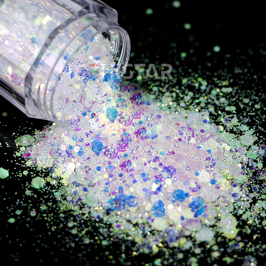 Premium Iridescent Glitter Powder Pigment Craft with Confidence Glow Up For Iridescent Glitter Make up Cosmetic