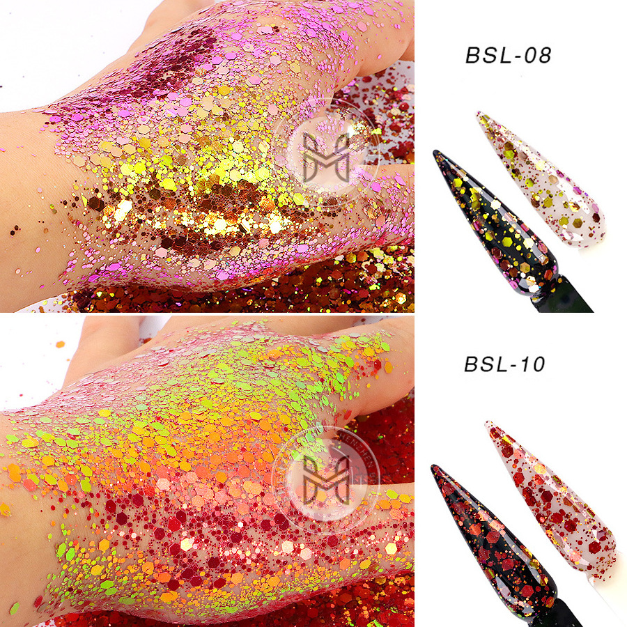 Wholesale bulk Custom change color chunky glitter Color Shifting Chameleon glitter for Makeup Body Hair Nail Art Craft Resin