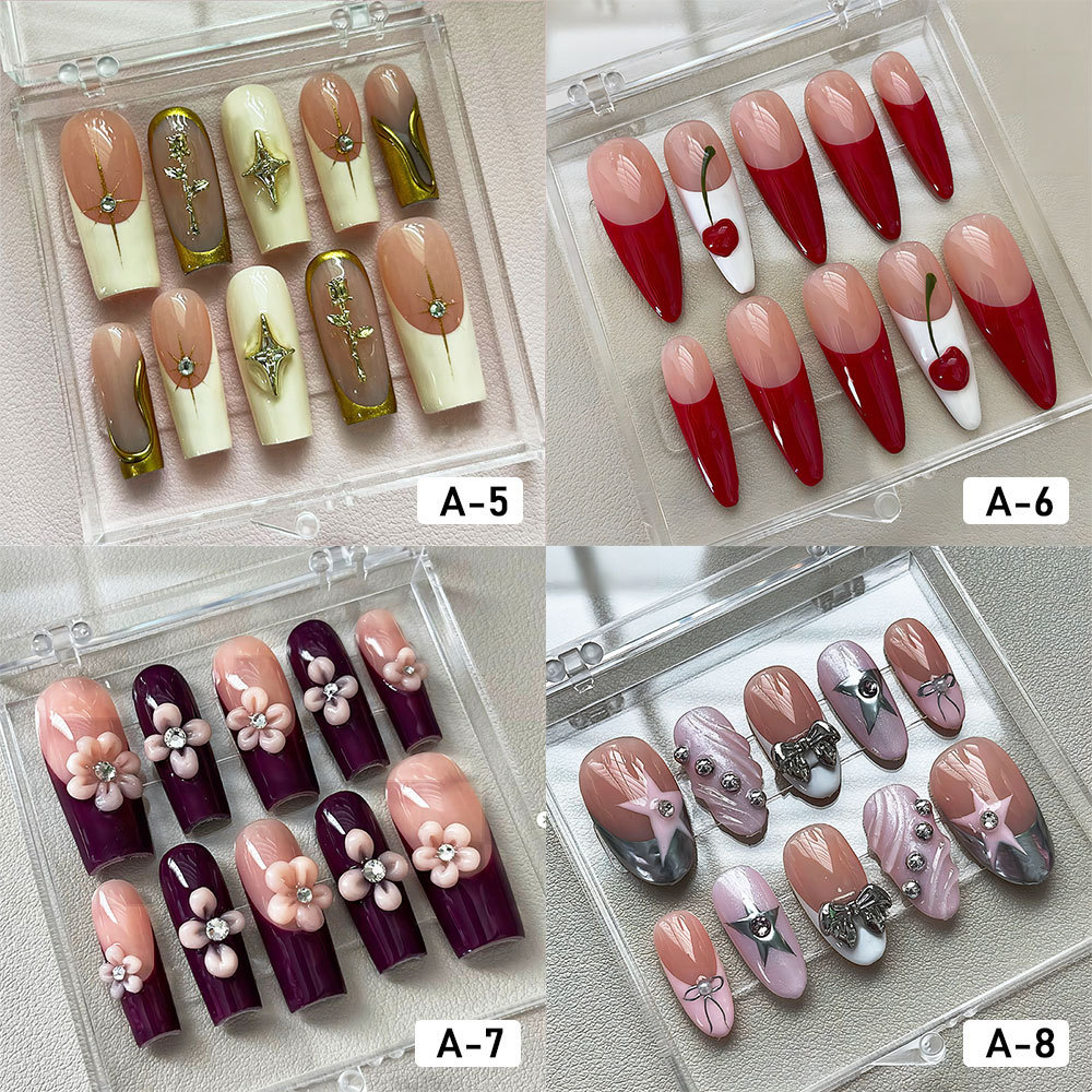 Press on nails vendor wholesale custom design private label high quality fake nail french tip false press on nails