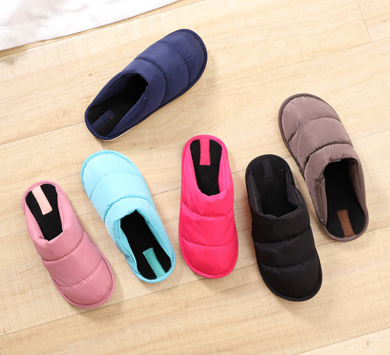 Custom Puff Slippers Warm down cloth anti-slip wear-resistant slippers shoes indoor winter home slippers for women