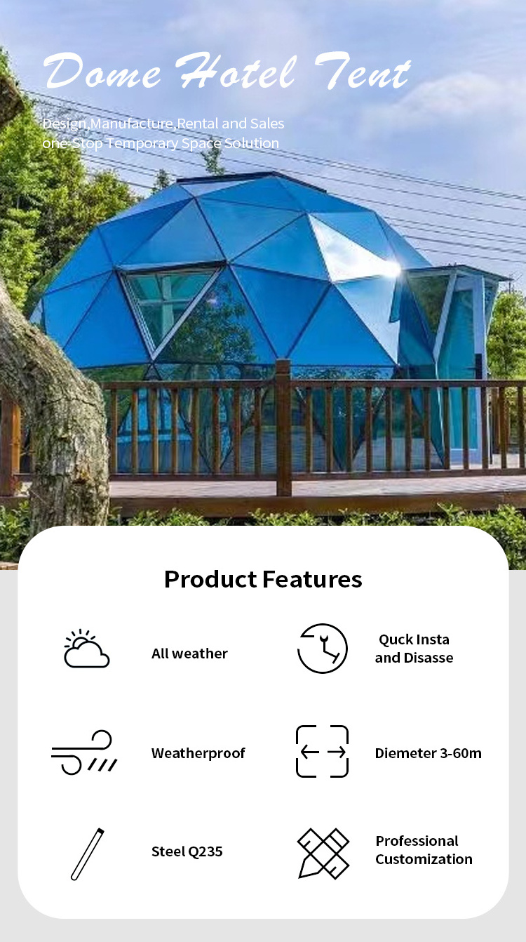 Outdoor Glamping Luxury Transparent Glass Igloo Geodesic Dome Hotel Tent House Custom home 6M for sale