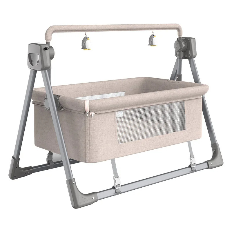 Multifunctional Covertable Gray Portable Cradle Baby Cradle Bassinet Bedside Sleeper For Locking Wheels Cradle Baby Crib