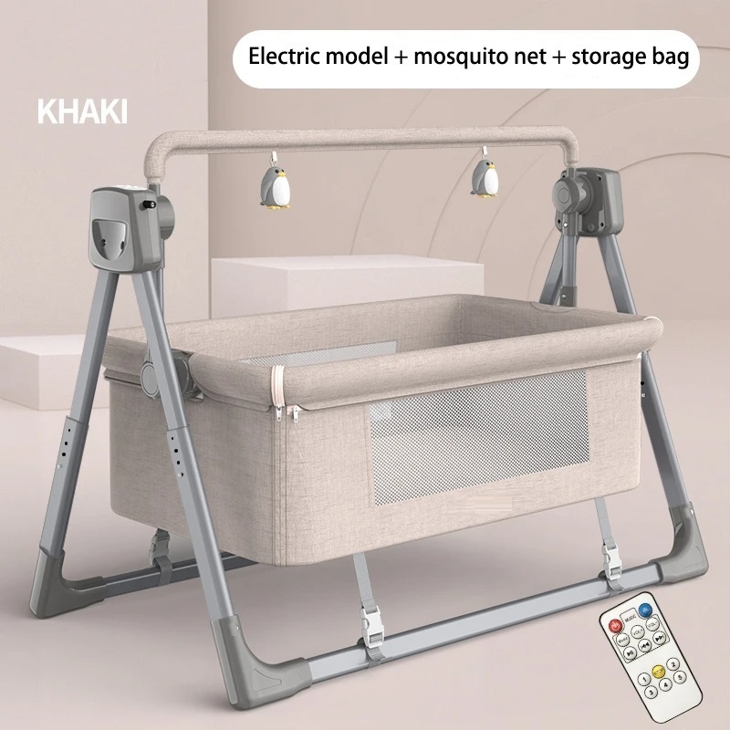 Multifunctional Covertable Gray Portable Cradle Baby Cradle Bassinet Bedside Sleeper For Locking Wheels Cradle Baby Crib