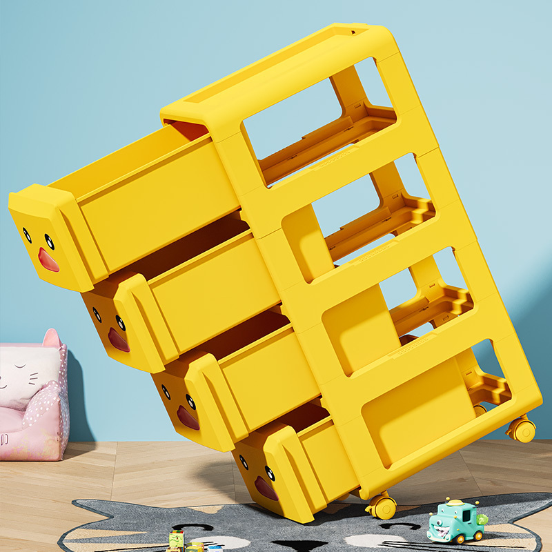 Popular Style Plastic Yellow Duck Baby Organizer Cabinet Kids Drawer Toy Clothes Storage Drawer With Wheels