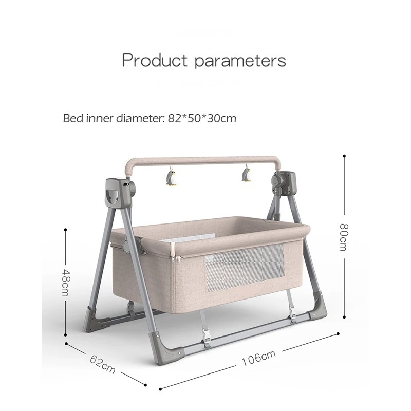 Multifunctional Covertable Gray Portable Cradle Baby Cradle Bassinet Bedside Sleeper For Locking Wheels Cradle Baby Crib