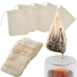 Tea Filter Bags, 50 Pack Reusable Cotton Tea Bags Empty Unbleached Filter Bags