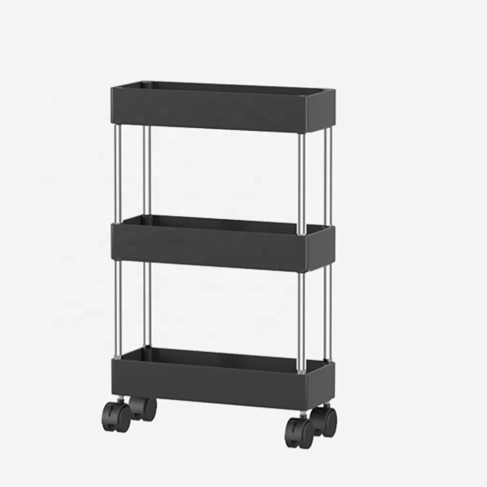 2023 new hot selling Metal Rolling Utility Shelf Storage Cart 3 Tier No Screw Mesh Basket Storage Rack Trolley