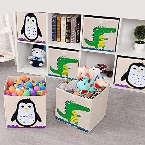 Foldable Kids Cloth Fabric large toy chest box storage organizer with lid living room