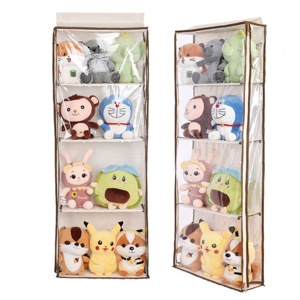 4 Large Pockets Over The Door Organizer PVC Foldable Wall Mount Hanging Storage Bag for Bedroom Pantry Closet Dorm Baby Storage