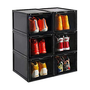 Clear Magnetic Plastic Shoe Boxes Drop Front Shoe Storage Box Acrylic custom transparent shoe box stackable