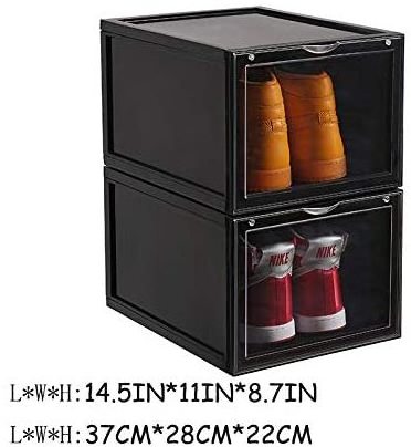 Clear Magnetic Plastic Shoe Boxes Drop Front Shoe Storage Box Acrylic custom transparent shoe box stackable