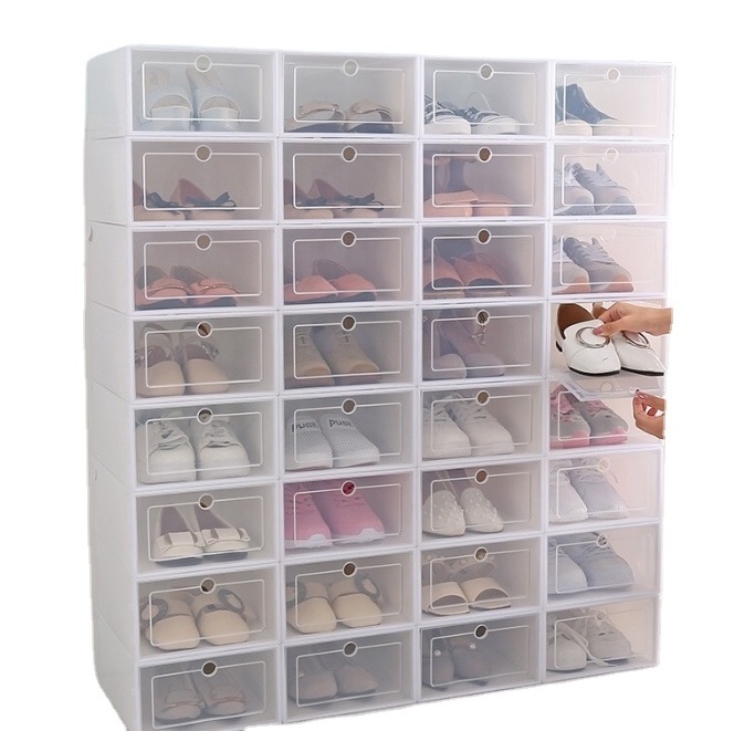 Foldable Clear Drawer Type Shoe Boxes Transparent Plastic Shoe Storage