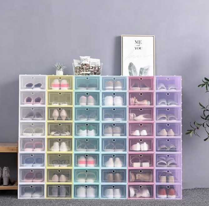 Foldable Clear Drawer Type Shoe Boxes Transparent Plastic Shoe Storage