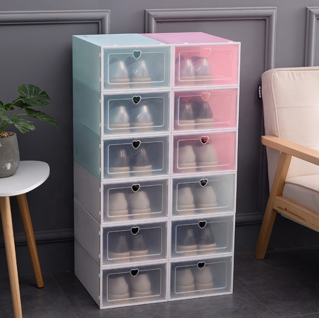 Foldable Clear Drawer Type Shoe Boxes Transparent Plastic Shoe Storage