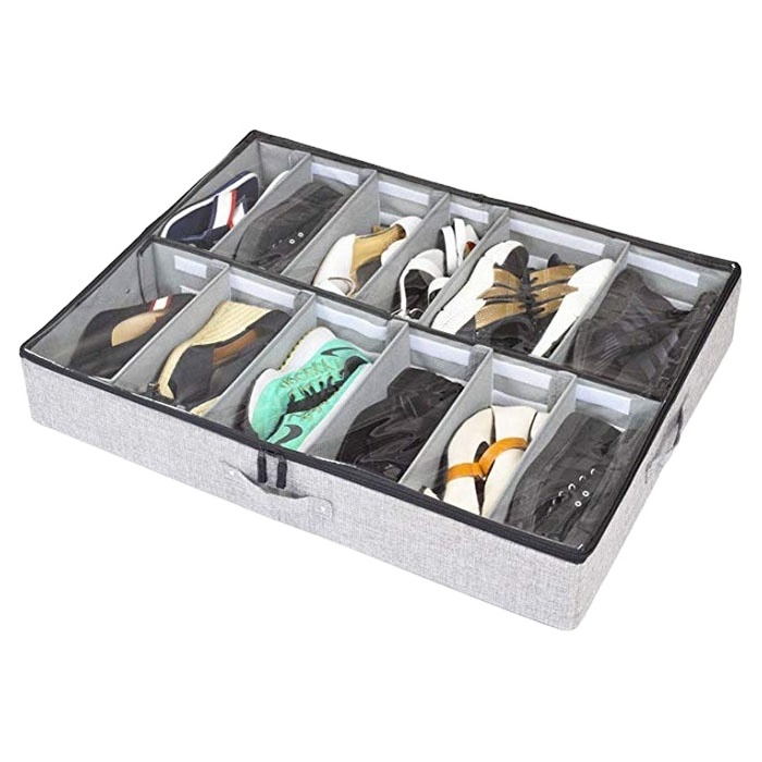 Non woven under bed shoe organizer storage adjustable dividers china wholesale underbed storage bag