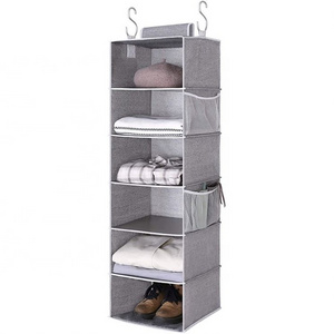 Foldable Custom Manufacturer Hanging Organizer Closet Organizer Non-woven Fabric Storage Wardrobe 6 Layers Clothing BSCI Square