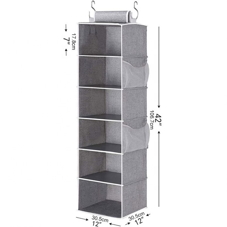 Foldable Custom Manufacturer Hanging Organizer Closet Organizer Non-woven Fabric Storage Wardrobe 6 Layers Clothing BSCI Square