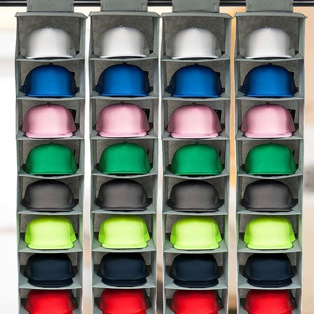 Customized 10-layer Closet Storage Baseball  cap Rack Hanging Hat Storage Bag Wardrobe Storage Shoes Organizer