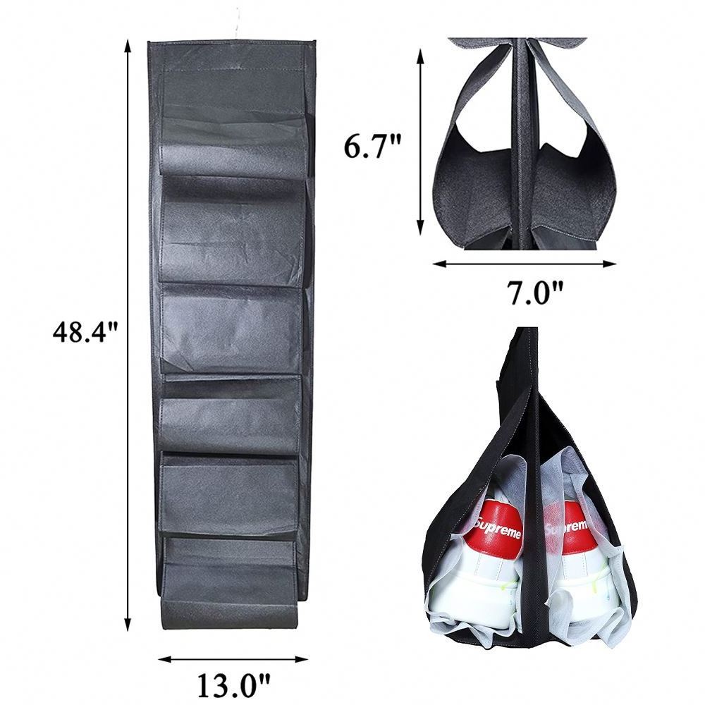 Hanging Shoe Organizers 12 Large Shoe Pockets Applied on Door and Wall 360 Rotating Shoe Rack 4 PVC PE Accessoires Rectangle