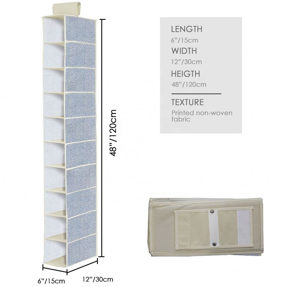 2022 hot selling 10 shelf shelf hanging shoe storage organizer fabric cloth wardrobe