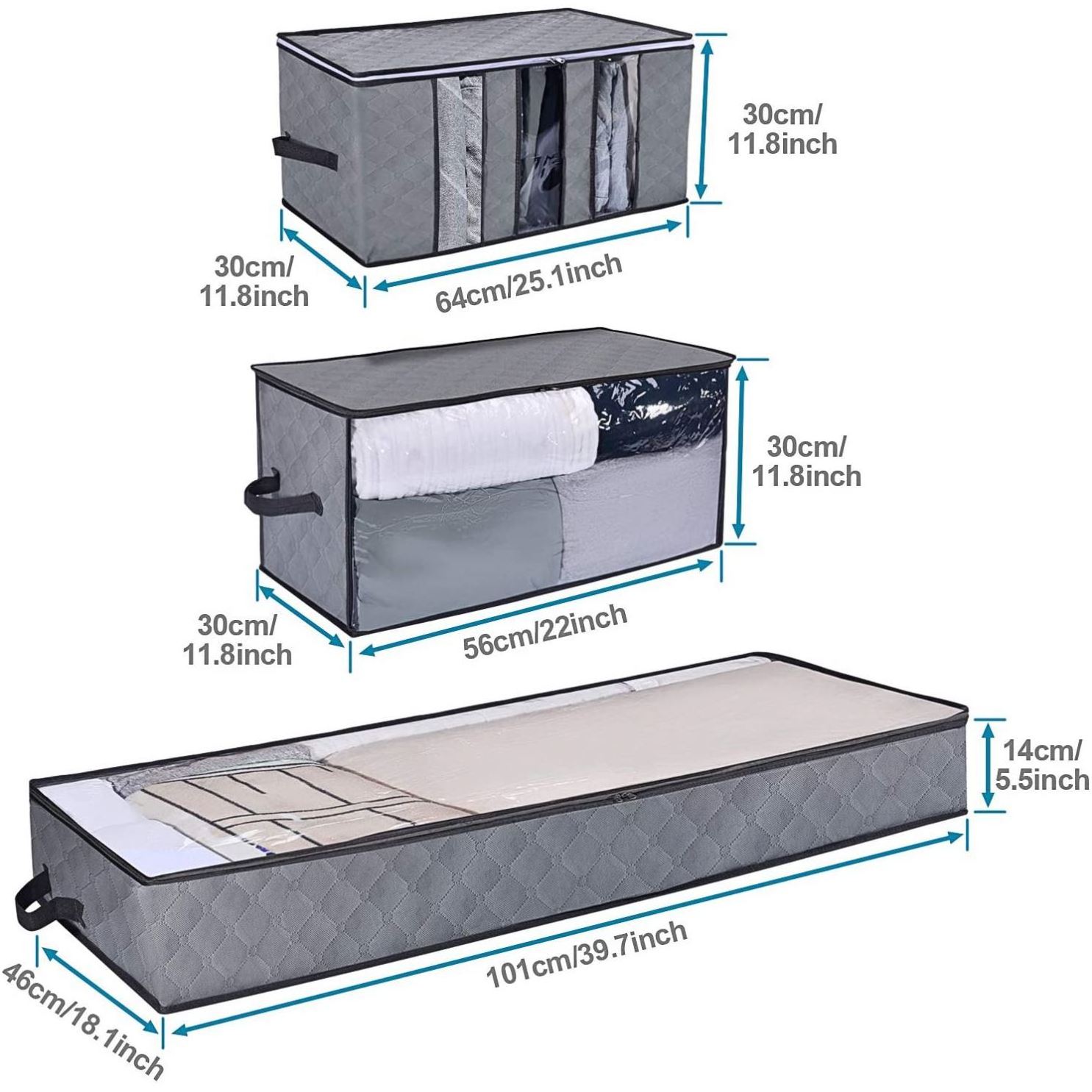 Underbed Storage Bag Large Under the Bed Storage Bins with Reinforced Handles Foldable Under Bed Storage Bags and Containers